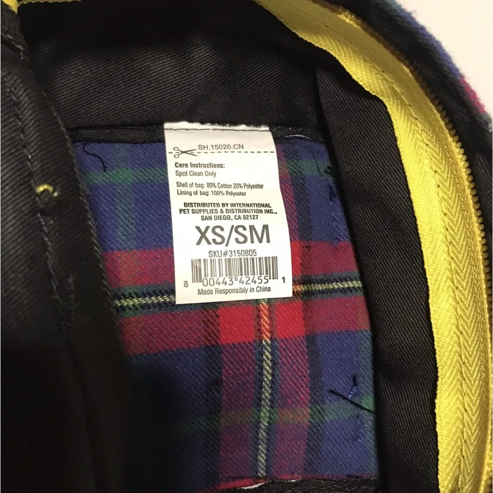 Dog Plaid Backpack with Yellow Accents